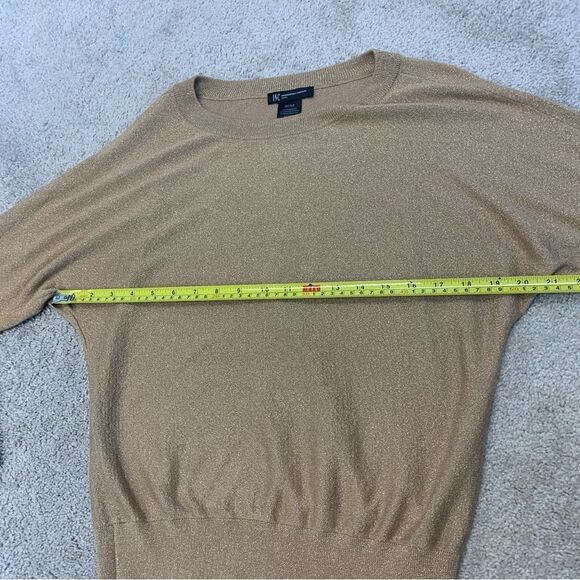 I.n.c. International concepts Metallic glitter gold Long sleeve crewneck sweater - Picture 9 of 10
